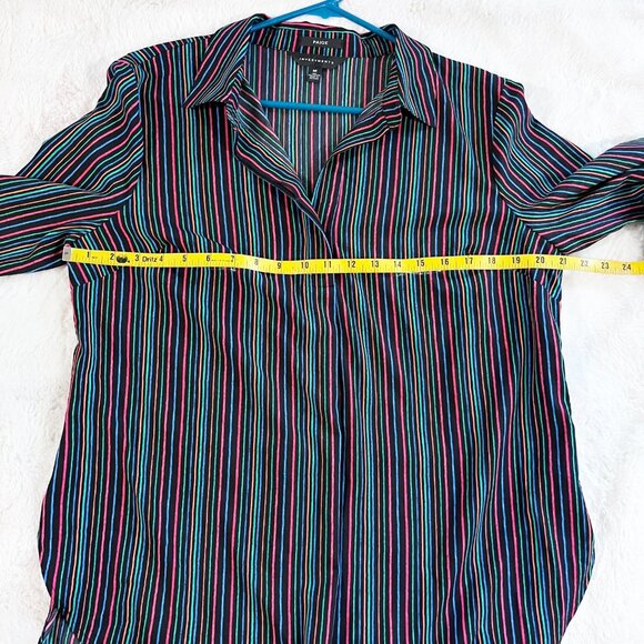 Investments Paige Striped Collared Blouse Size Medium - Picture 5 of 6